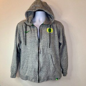 NIKE OREGON DUCKS Full-zip Gray Hoodie Sweatshirt 100% COTTON SZ Large